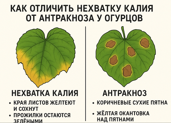 как отличить нехватку калия от антракноза