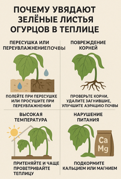почему увядают листья огурцов в теплице