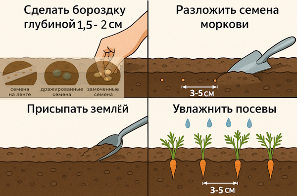 посев моркови без прореживания