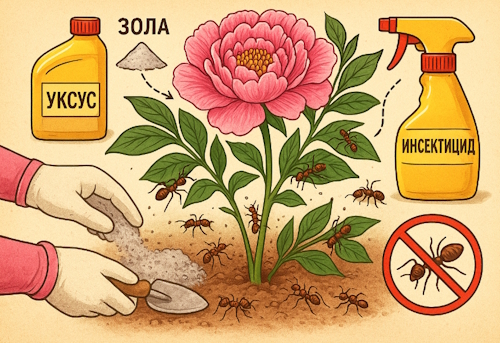 борьба с муравьями на пионах