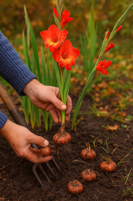 выкапывание гладиолусов