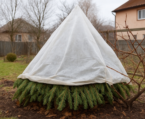 укрытие винограда лапником