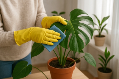 как помыть комнатные растения зимой