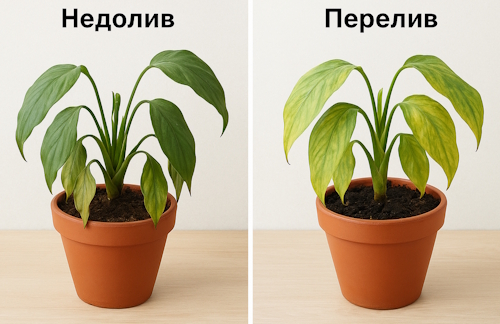как отличить перелив от недолива у комнатных растений