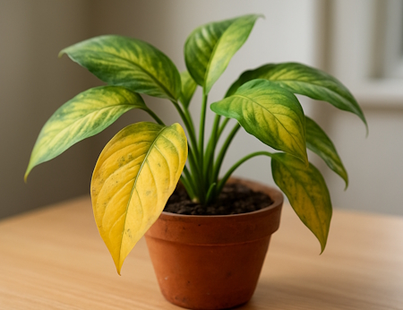 Пожелтение листьев зимой у комнатных растений